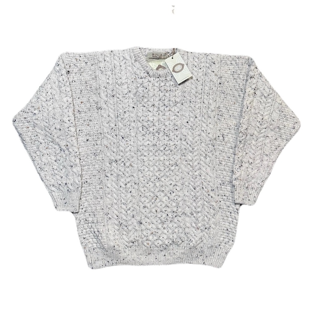 Aran Sweater Market Irish Merino Wool Cable Knit Womens Large Donegal Beige